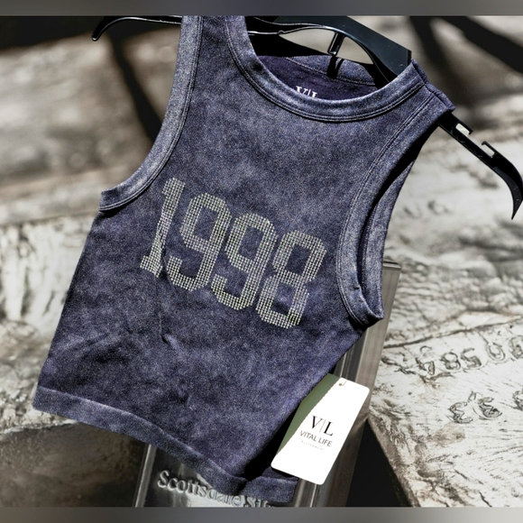 Vital Life Activewear Bling Ribbed Crop Top Size Small - Picture 2 of 11